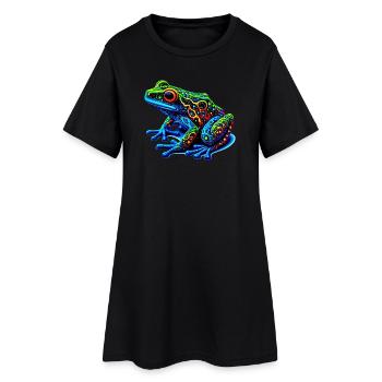 Frosch - Frauen T-Shirt-Kleid - Schwarz - Vorne