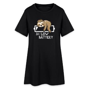 paresseux batterie vide drôles animaux bande dessinée dessin animé - Robe T-shirt Femme - noir - Devant