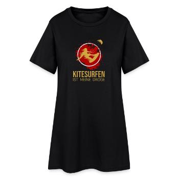 Kitesurfen - ist meine Droge - Frauen T-Shirt-Kleid - Schwarz - Vorne