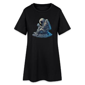 Un astronaute observe la Terre - Robe T-shirt Femme - noir - Devant