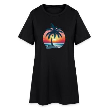 Palmier coucher de soleil - Robe T-shirt Femme - noir - Devant