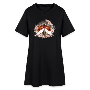 coccinelle rayonnante enchanteresse avec des fleurs - Robe T-shirt Femme - noir - Devant