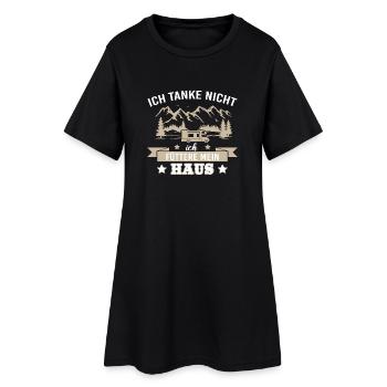 Camping Wohnwagen zelten - Frauen T-Shirt-Kleid - Schwarz - Vorne