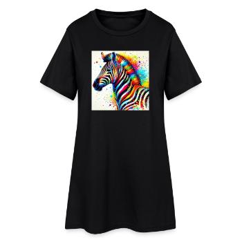 Zèbre - Robe T-shirt Femme - noir - Devant