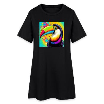 Tukan Pop Art - Frauen T-Shirt-Kleid - Schwarz - Vorne