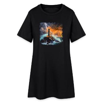 Lighthouse that shines out to sea at night - Women’s T-Shirt Dress - black - Front