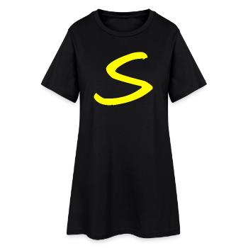 Buchstabe S - Frauen T-Shirt-Kleid - Schwarz - Vorne