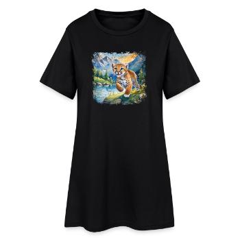 Mignon jeune tigre | Style de livre pour enfants - Robe T-shirt Femme - noir - Devant