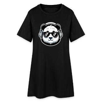 Panda DJ with Sunglasses - Women’s T-Shirt Dress - black - Front
