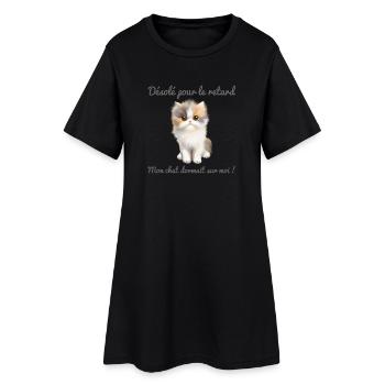 Mon chat dormait sur moi  - Robe T-shirt Femme - noir - Devant