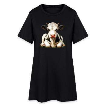 Vache - Robe T-shirt Femme - noir - Devant