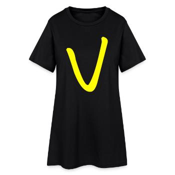 Buchstabe V - Frauen T-Shirt-Kleid - Schwarz - Vorne