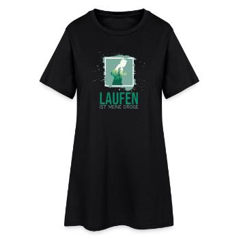 Laufen ist meine Droge - Frauen T-Shirt-Kleid - Schwarz - Vorne