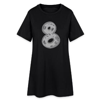 Zahl 8 Nummer Acht Mond Motiv - Frauen T-Shirt-Kleid - Schwarz - Vorne