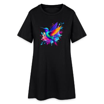 Kolibri - Frauen T-Shirt-Kleid - Schwarz - Vorne