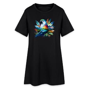 Papagei - Frauen T-Shirt-Kleid - Schwarz - Vorne