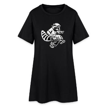 Hiphop-Waschbär - Frauen T-Shirt-Kleid - Schwarz - Vorne
