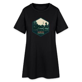 Illustration, parc de Planten un Blomen à Hambourg - Robe T-shirt Femme - noir - Devant