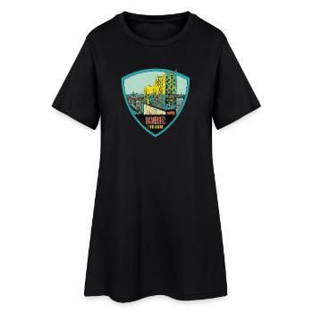 Illustration: , Hamburg - Frauen T-Shirt-Kleid - Schwarz - Vorne