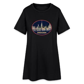 Dresden bei Nacht: Faszinierende Illustration - Frauen T-Shirt-Kleid - Schwarz - Vorne