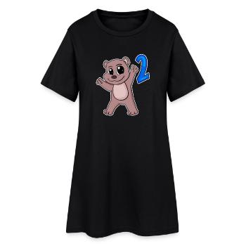 Ours motif 2e anniversaire - Deux ans - Robe T-shirt Femme - noir - Devant