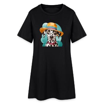 lustiger Dalmatiner mit hut - Frauen T-Shirt-Kleid - Schwarz - Vorne