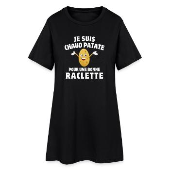 Raclette, geschmolzener Käse, Raclette-Party - Frauen T-Shirt-Kleid - Schwarz - Vorne