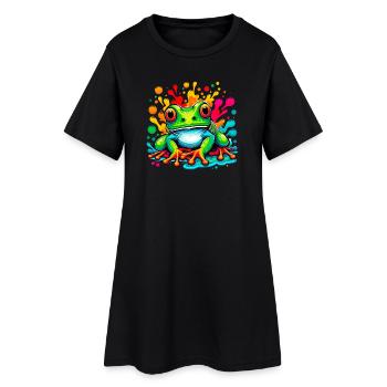 Frosch - Frauen T-Shirt-Kleid - Schwarz - Vorne