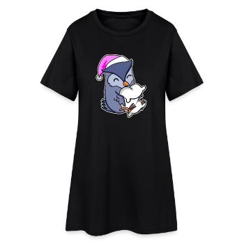 Hibou Fatigué Dormir Fille De Sommeil - Robe T-shirt Femme - noir - Devant