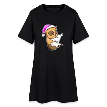 Cochon d’Inde Fatigué Dormir Fille Endormie - Robe T-shirt Femme - noir - Devant