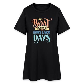 Boot Wellen Sonnenstrahlen See Tage - Frauen T-Shirt-Kleid - Schwarz - Vorne