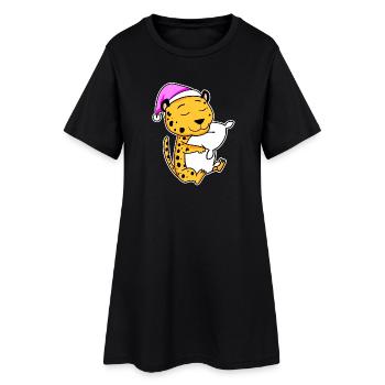 Guépard Fatigué Dormir Fille Endormie - Robe T-shirt Femme - noir - Devant