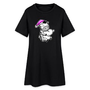 Zèbre Fatigué Dormir Fille Endormie - Robe T-shirt Femme - noir - Devant