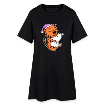 Tigre Fatigué Dormir Fille Endormie - Robe T-shirt Femme - noir - Devant
