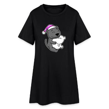 Panthère noire fatiguée dormant en rose endormi - Robe T-shirt Femme - noir - Devant