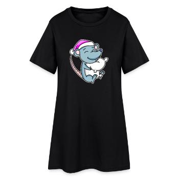 Souris Fatigué Dormir Fille De Sommeil - Robe T-shirt Femme - noir - Devant