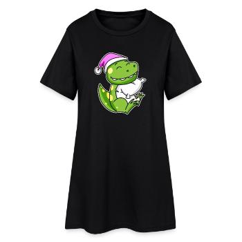 Dinosaur Tired Sleeping Sleeping Girl - Women’s T-Shirt Dress - black - Front