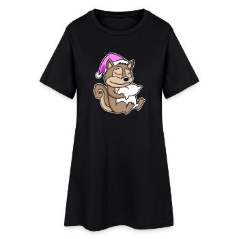 Écureuil Fatigué Dormir Fille Endormie - Robe T-shirt Femme - noir - Devant