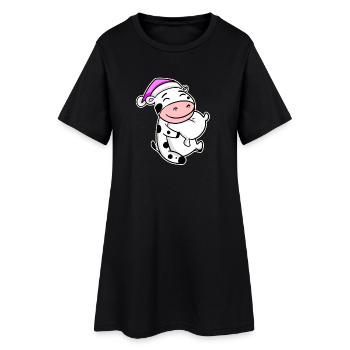 Vache Fatiguée Dormir Fille Endormie - Robe T-shirt Femme - noir - Devant