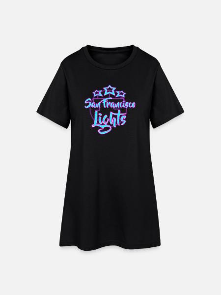 Neon San Francisco Lights Design - Women’s T-Shirt Dress - black