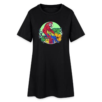 Animal De Compagnie, Animal Tropical, Oiseau, Perroquet, Animaux De Zoo - Robe T-shirt Femme - noir - Devant