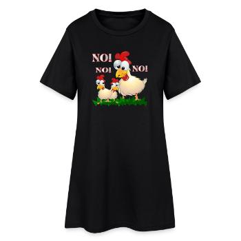 BANDE DESSINÉE DRÔLE DE POULET - NON - Robe T-shirt Femme - noir - Devant