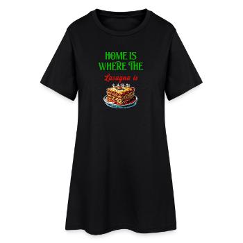 C'est à la maison que se trouvent les lasagnes - Robe T-shirt Femme - noir - Devant