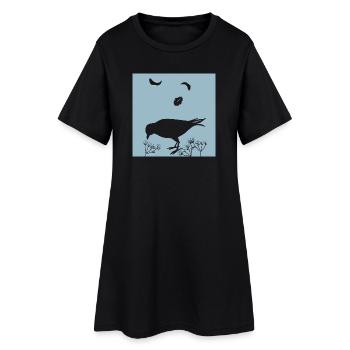 Silhouette d'oiseau et plumes - Robe T-shirt Femme - noir - Devant