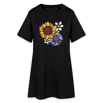 Blumenstrauß Blumen Symbol Natur Farben Markt icon - Frauen T-Shirt-Kleid - Schwarz - Vorne