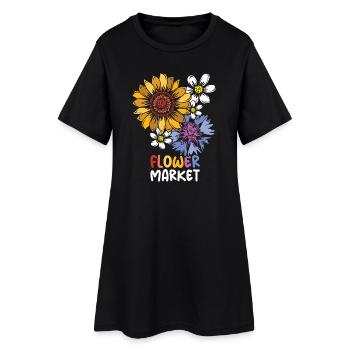 Marché aux fleurs Fleurs Collage couleurs colorées icône - Robe T-shirt Femme - noir - Devant