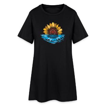 Tournesol, Mer, Coucher De Soleil, Fleurs, L’Eau - Robe T-shirt Femme - noir - Devant