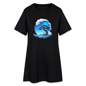 Un arbre sous une vague - Robe T-shirt Femme - noir - Devant