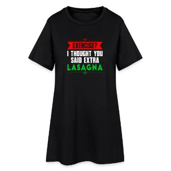 Faire de l'exercice ? Lasagne - Robe T-shirt Femme - noir - Devant