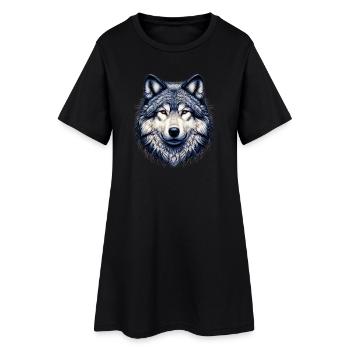 Loup - Robe T-shirt Femme - noir - Devant